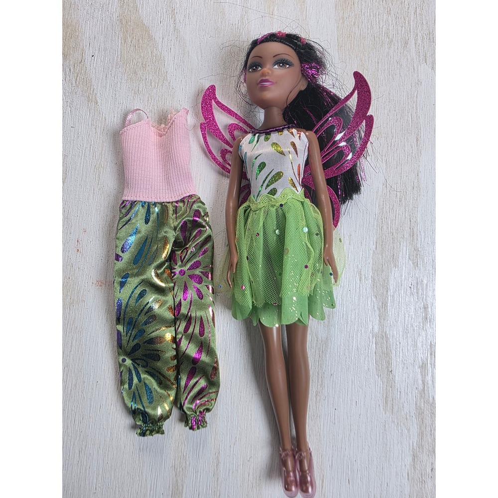 2 Zuru Sparkle Girlz Fairy Doll Lot Pink Green Outfits Wings Y2K Boho Fairycore